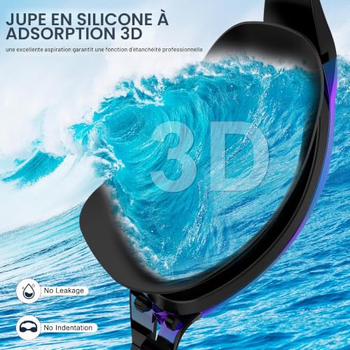 Ambienden Swimming Goggles, Clear Vision Swimming Goggles Anti-Fog UV Protection Silicone Seals Quick Fit Unisex Adult