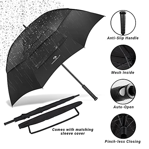 Procella 62 Inch Golf Umbrella Extra Large Automatic Open Windproof Waterproof Double Canopy