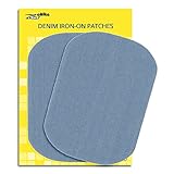 Zefffka Denim Iron On Jean Patches No-Sew Light Blue 2 Pieces Elbow Knee Cotton Jeans Repair Kit 5
