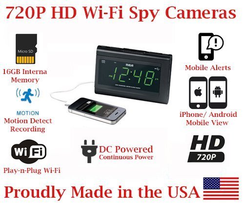 ( 100% COVERT ) SecureGuard 720p HD WiFi Wireless IP Alarm Clock Radio Hidden Security Nanny Cam Spy Camera with 16GB Internal Memory ( 100% COVERT / No Pinhole / No Lights Sounds / No buttons )