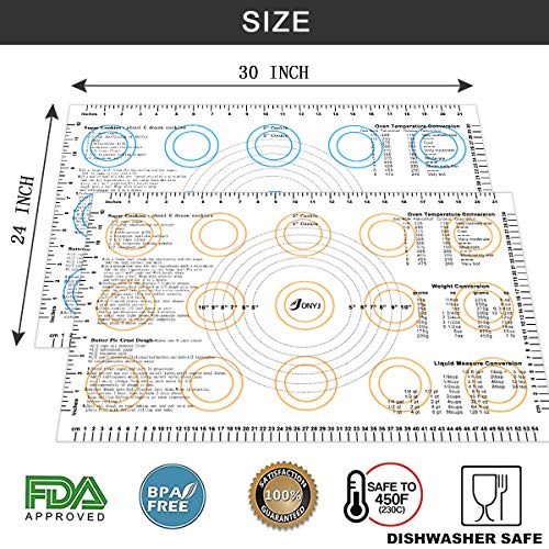 image for JONYJ Silicone Baking Mat with Measurements, Non-Stick Pastry Mat for 