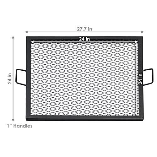 Sunnydaze XMarks Fire Pit Cooking Grill Grate Outdoor Square Metal BBQ Campfire Grill