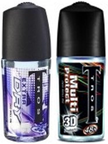 Pack of 2, Tros Malti-protect 3d Roll-on Purple 45ml Black+tros Roll on Extra Hi Protection 45 Ml.