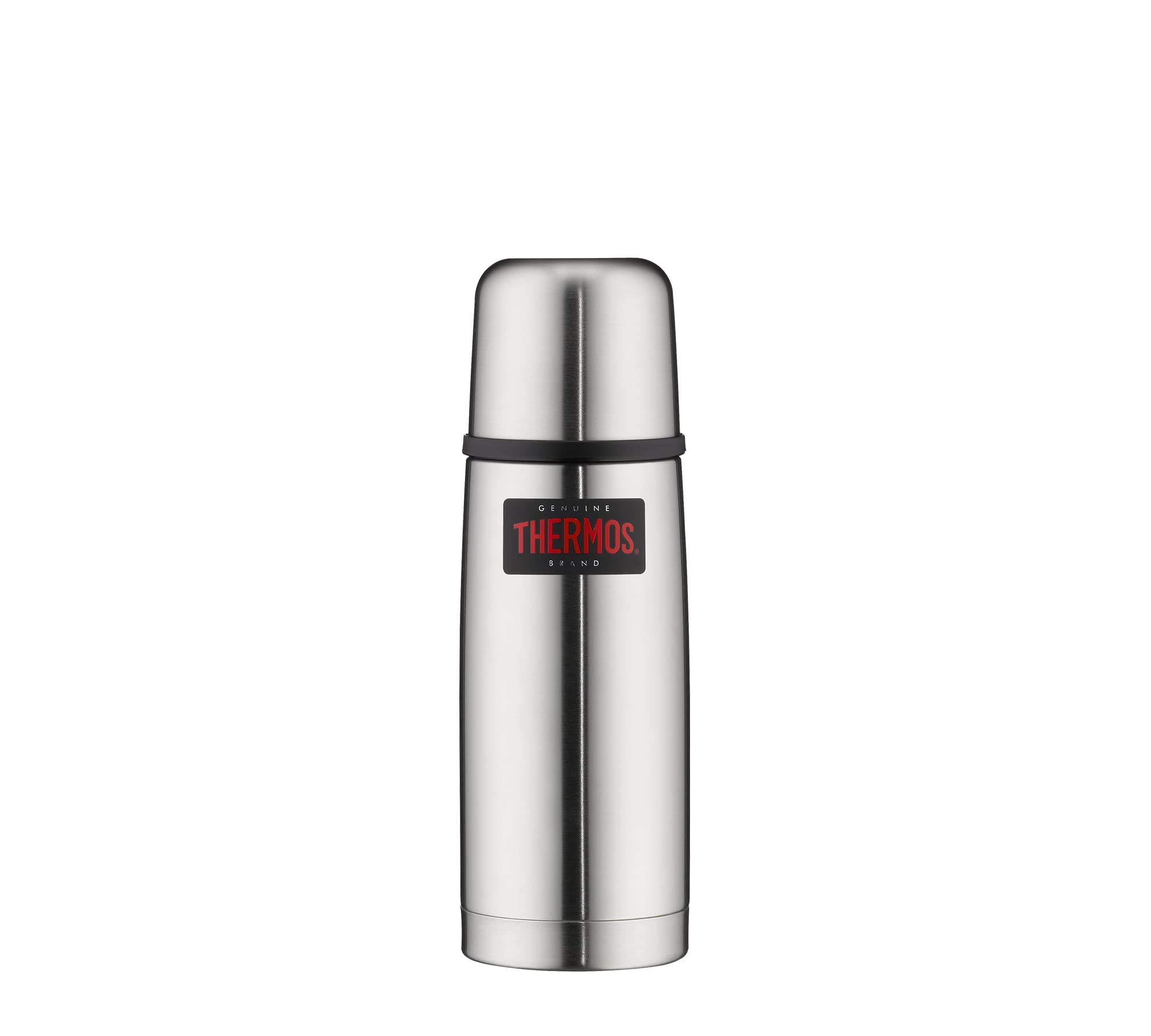 Thermos - Light and Compact Flask (350ml) - Premium Leak Proof Insulated Tea & Coffee Flask for Hot & Cold Drinks, Built-in Cup, Push Button Stopper, BPA-Free, Durable Steel