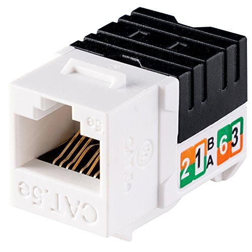 LINKOMM (50 Pack) RJ45 Cat5e Slim Profile Keystone Jack with Punch Down Palm Holder, White
