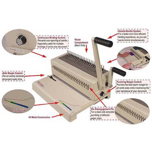 Akiles MegaBind-1 14" Plastic Combs Binding Machine & Punch - Thumbnail 4