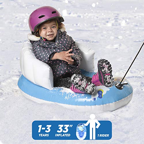 Pipeline Sno Polar Bear Snow-Pal Inflatable Kids Snow Tube with High Back Seat and Repair Kit, 33â€ Inches Long