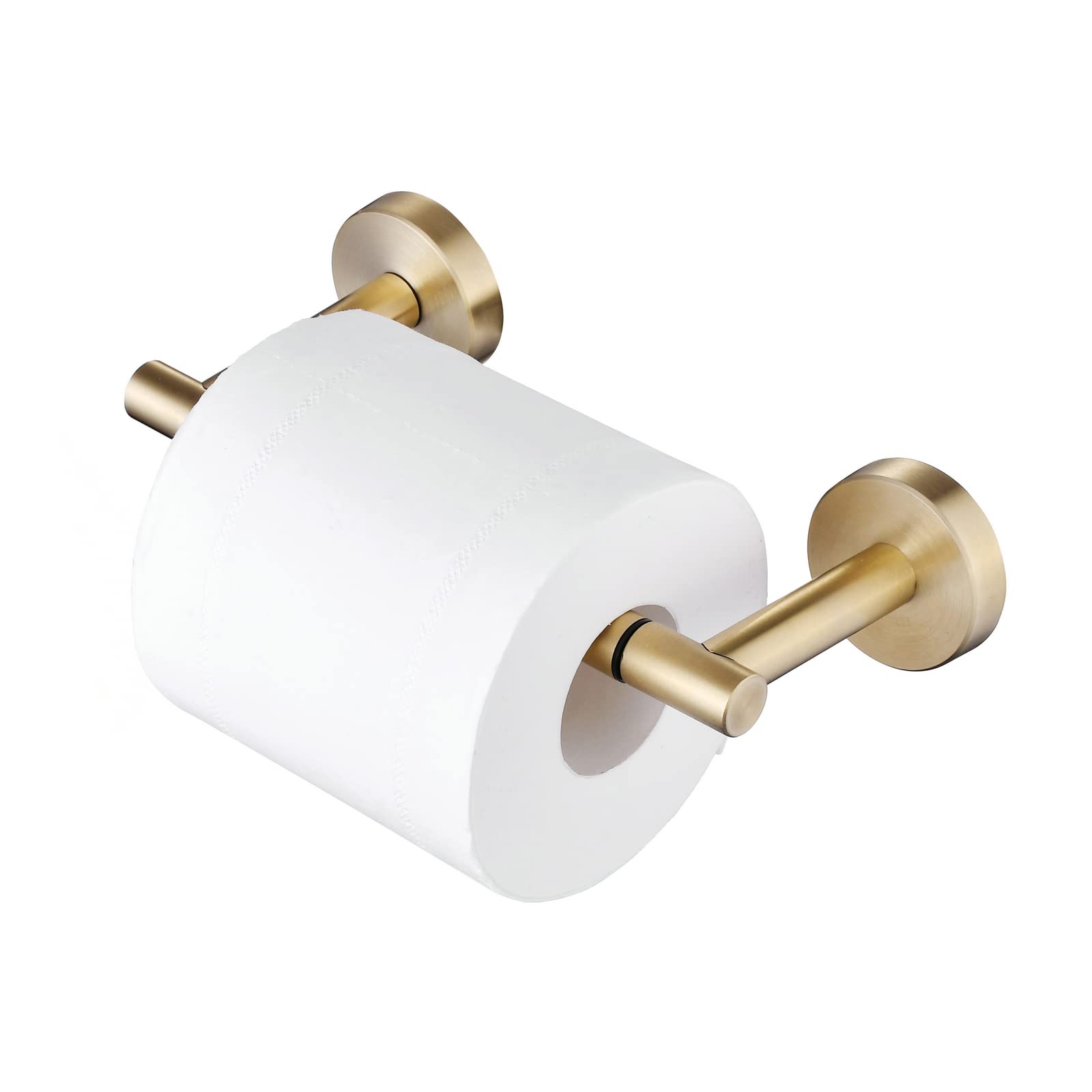 SHUNLI Toilet Roll Holder Wall Mounted Gold Brushed Brass Toilet Paper Holder Bathroom Loo Roll Holder Dispenser Stainless Steel