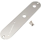 Musiclily Pro 32mm Steel Control Plate with Angled Switch Slot, Nickel | with Narrow Pots Hole Spacing, for Tele Style Electric Guitar