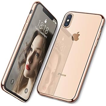DTTO iPhone Xs Case, Clear Soft TPU Cover Case with Metal Luster Protactive Edge for Apple iPhone Xs(2018), Also Compatible with iPhone X(2017) 5.8 Inch, Gold