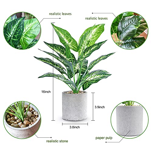 JC nateva 2pcs 16" Fake Plants Artificial Plants for Farmhouse Bathroom Kitchen Office Home Decor Indoor - Image 7