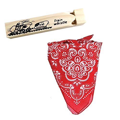 Unbranded Engineer Set with Red Bandana & Wooden Train Whistle - Thumbnail 4