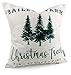 AuldHome Christmas Throw Pillow Covers (Set of 2); Christmas Tree & Candy Cane Themed Holiday Cushion Covers, 16 x 16 Inches
