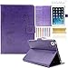 Mini 2 3 Case-LittleMax Smart Embossed Leather Flower Cards Holder Case Stand Cover with Auto Wake / Sleep for Apple iPad Mini 3 / 2 / 1 [Free Stylus Pen]-#1-Purple Butterfly