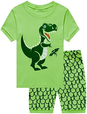 "Dinosaur" Little Boys' Girls' 2 Piece short Sleeve Pajama Sets 100% Cotton Sleepwear Toddler Kids Clothes