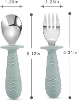 PandaEar 6 Pieces Baby Toddler Silicone Stainless Steel Utensils Silverware view 3