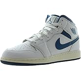 Air Jordan 1 Mid SE Big Kids' Shoes (White/Industrial Blue-SAIL)