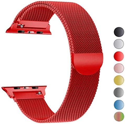 MouKou Straps for Apple Watch Series 4/3/2/1 38mm 40mm 42mm 44mm Milanese Mesh Loop with Magnetic Clasp Stainless Steel Replacement Strap