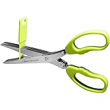 Master Culinary Multipurpose 5-blade Herb Scissors w/ "Longfinger" Cleaning Brush | Time-Saving Kitchen Shears Chop Herbs Fas
