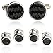 Cuff-Daddy Formal Cufflink Set w/Carbon Fiber & Sterling Silver Plate