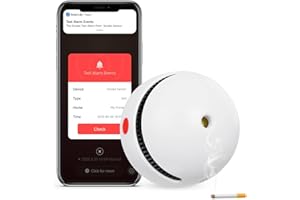 DELLER 1 Pack Interconnected Smart Smoke Detector Smoke Alarm Bluetooth Real-Time App Alerts, Wi-Fi Smoke Detector Fire Detectors for Home Connectivity & 10-Year Battery Life & Multi-User Binding