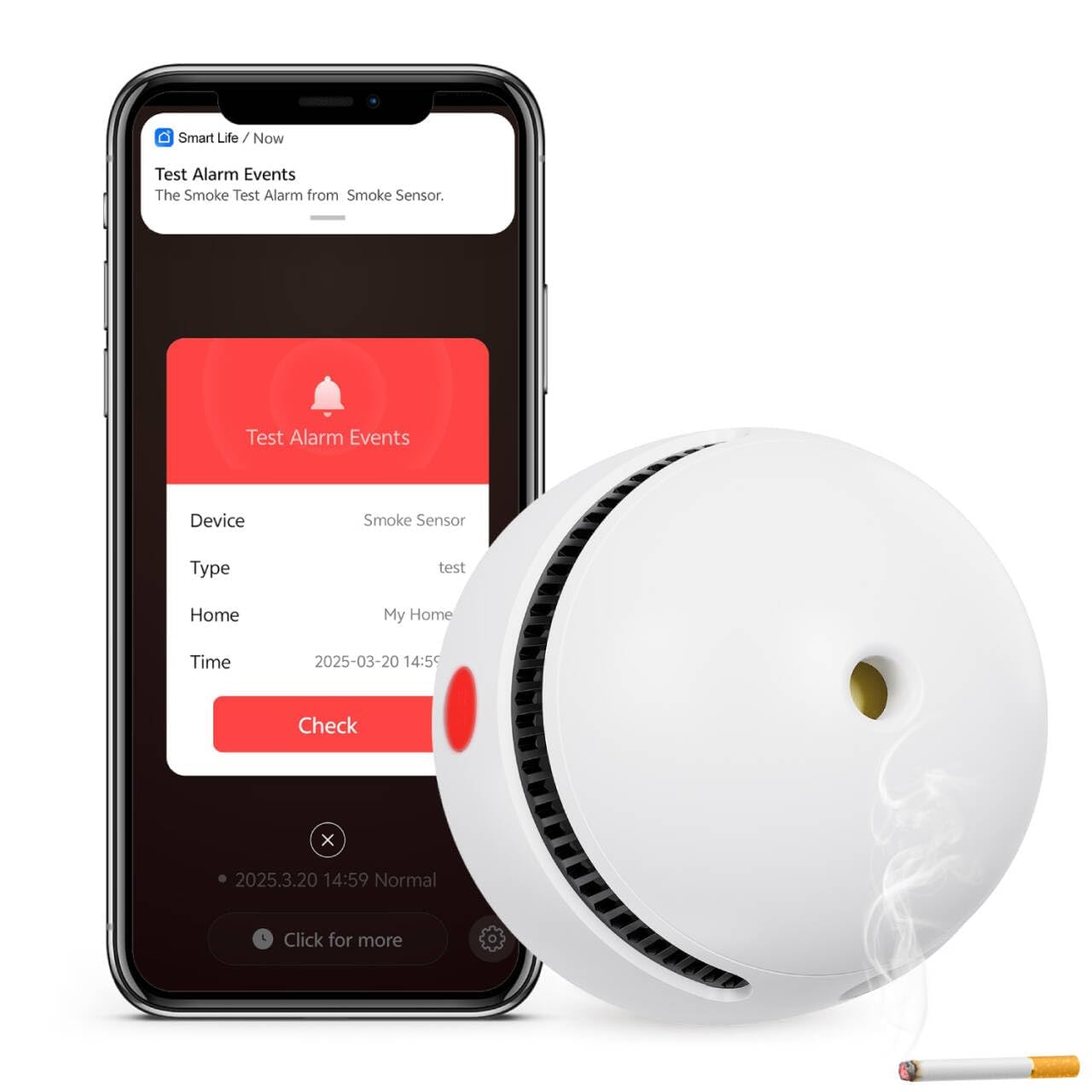 Photo 1 of 1 Pack Interconnected Smart Smoke Detector Smoke Alarm Bluetooth Real-Time App Alerts, Wi-Fi Smoke Detector Fire Detectors for Home Connectivity & 10-Year Battery Life & Multi-User Binding