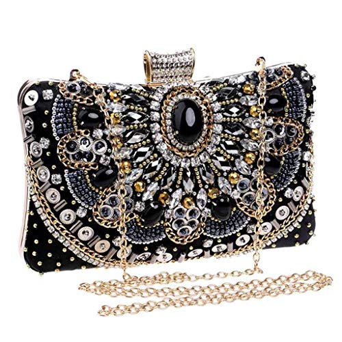 AYMMY Ladies' Handbag Embroidered Beads Dinner Bag Evening Dress with Clutch