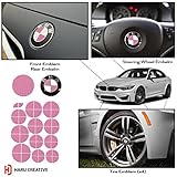 Haru Creative - Vinyl Overlay Aftermarket Decal Sticker Compatible with and Fits All BMW Emblem Caps for Hood Trunk Wheel Fender (Emblem Not Included) - 4D Carbon Fiber Pink