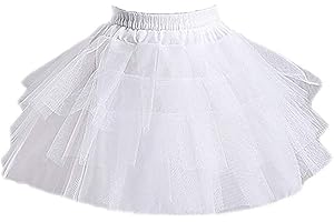 Kumeng Kids White Mini 3 Layers Apparel Half Slips Wedding Flower Girl Petticoat/Underskirt/Crinoline Slips (White), Medium
