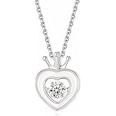 Eseres Heart Necklaces for Women Gold Heart Necklace Hollow Out Heart Pendant with Stainless Steel Chain Silver Heart Necklaces Dainty Necklace for Women with Crown