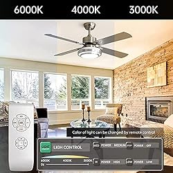 Warmiplanet Ceiling Fan with LED Light and Remote