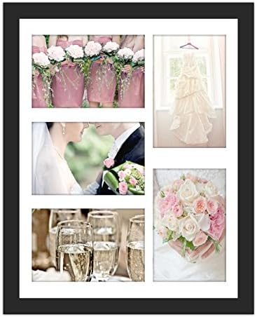 1x Real Glass Wood Frame Black Fit 11x14" , 2 Kind Matted Fit Family Image Pictures 5 Hole 4x6" , 2 Hole 4x6" Free Desktop Standing or Wall Hanging