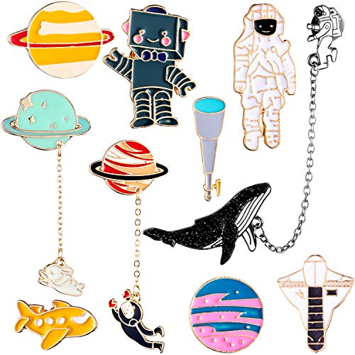 meekoo 10 Pieces Enamel Pin Set Cartoon Lapel Brooch Space Badge Pin for Clothes Bag Jacket Backpack Decoration