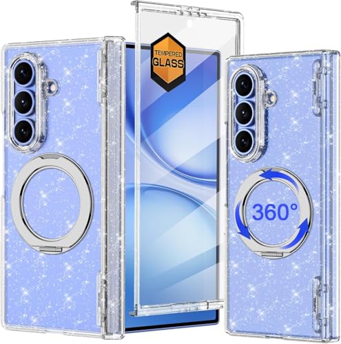 Meshine for Galaxy S24 Case Magnetic,[Compatible with MagSafe][Hinge Protection][Built-in Screen Protector],Shockproof Women Girls Hard Case for Samsung Galaxy S24(2025),Shinning Clear
