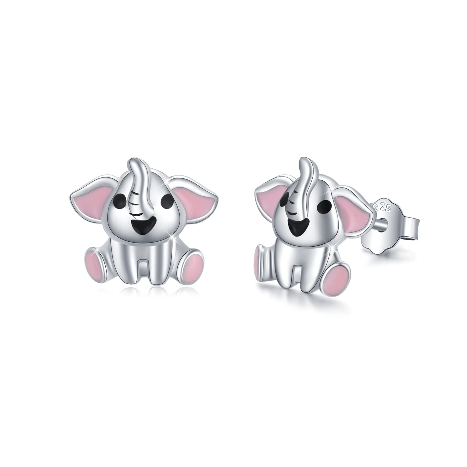 Elephant Earrings S925 Sterling Silver Cute Animal Earrings for Women Elephant Stud Earrings Hypoallergenic Lucky Elephant Jewellery Gifts Thanksgiving for Girls Kids