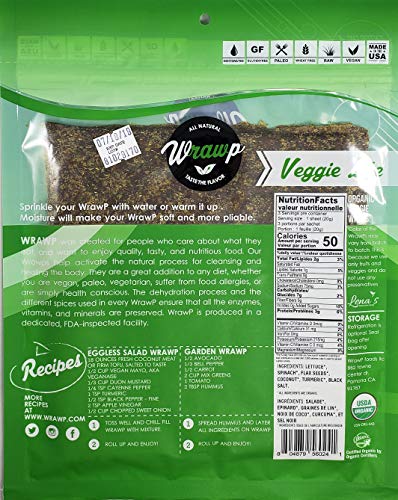 Organic Veggie Wraps - Mini Veggie Life Wraps by Wrawp | Perfect for Wraps, Sandwiches, Crackers, Side Bread or a Simple Snack