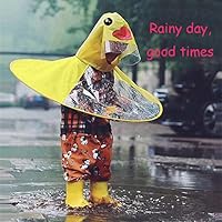 Pangxiannv Cute Yellow Duck Rain Coat UFO Children Umbrella Hat Magical Hands Free Raincoat Womens Rain Suit Mens Waterproof Rain Jacket Rain Gear Rain Jacket Women