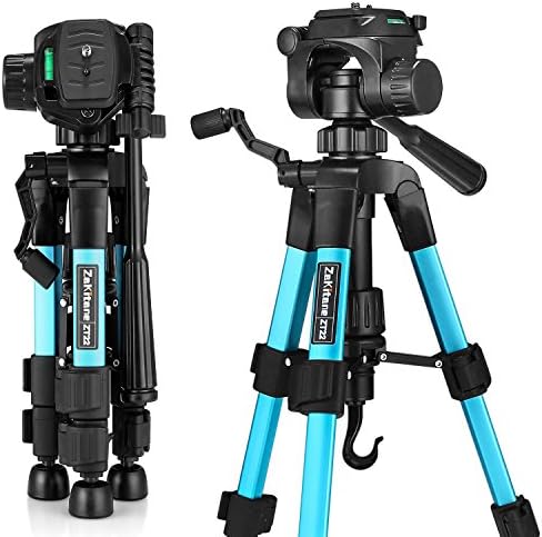 Mini Tripod, zakitane Tabletop Desktop Phone Tripod 22-inches with Pan Head Panoramic Quick Release Plate &amp; Carrying Bag for DSLR Camera (Load: 11 lbs, Weight:1.41 lbs) zt22 Blue
