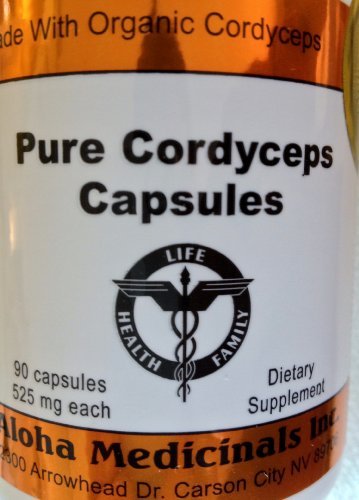 Pure Cordyceps , Organic , 360 Capsules ( in 4 Bottles ) by Aloha Medicinals