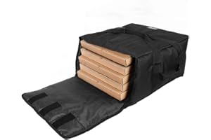 YOPRAL Pizza Bag,Large Thermal Pizza Delivery Bags Insulated Food Delivery Bag Professional Moisture Free Pies Pizza Warmer Carrier Bags Hold Up 5-16" or 4-18" (Black, 20"X20"X11")