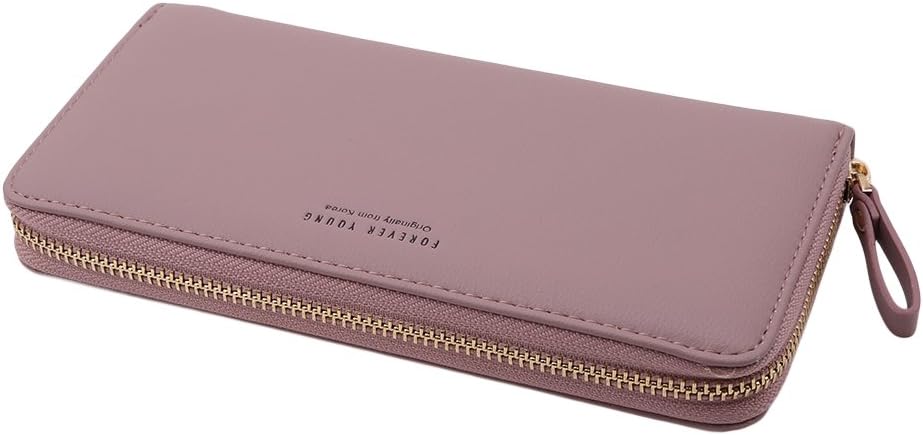 LIXIAQ1 Women Long Clutch Wallet Long Purse Large Capacity Wallets Zip Around Clutch Large Travel Purse Multi Card Holder Purse Handbag,Lotus Color