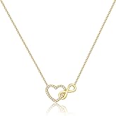 Valentine's Day Gifts for Women Heart Necklaces for Women, Dainty 14K Gold/Silver Plated Necklace Cute Tiny Gold Diamond Infiniy Heart Pendant Jewelry, Ideal Gifts for Mothers Day Birthday Graduation