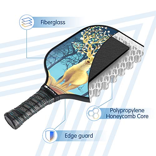 Osilifen Pickleball Paddle Graphite Pickleball Racket with Graphite Carbon Fiber Face, Polypropylene Honeycomb Core, Ultra Cushion, Lightweight 7.9OZ with Cover, Ideal for Beginners Christmas elk