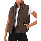 AUTOMET Women‘s Cropped Puffer Vest, Y2K Inspired Sleeveless Gilet for Fall Winter Spring, Casual to Street Outerwear