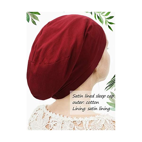 3 Pieces Satin Lined Sleep Caps Slouchy Slap Hat Bonnet  display picture 1