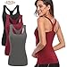 TELALEO Tank Tops for Women, Workout Athletic Racerback Tank Tops for Basic Activewear, Sleeveless Dry Fit Shirts 3 Pack Red
