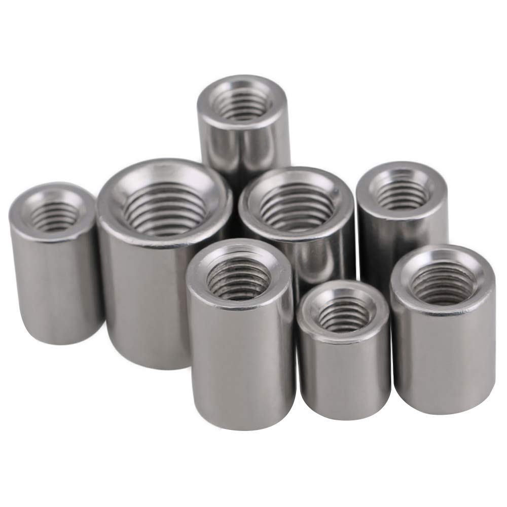 YOFASEN M8 Coupling Nut, Stainless Steel Circular Connector Threaded Fastener, 6 Pcs Per Pack,M8*12 * 20Mm/6Pcs