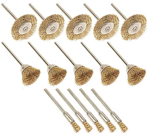 15Pcs Wire Brushes Soft Brass Wire Brush Rotary Tool Cleaning Polishing Dusting Set