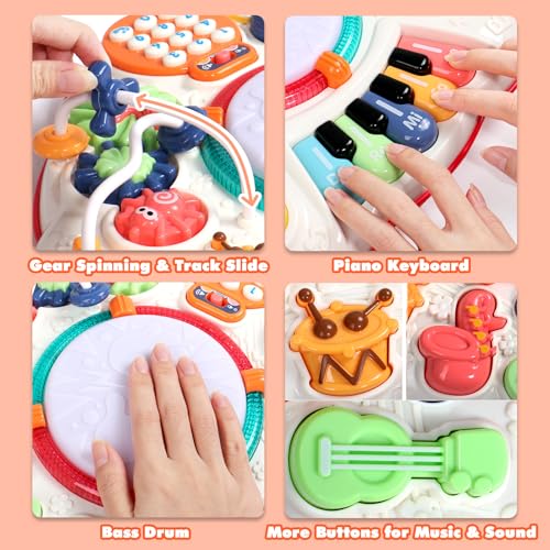 Children's Toys 1 Year – Activity Table Baby 1 Year Old Toys Montessori Musical Table Baby with Sound and Lights Toys for 1 2 Year Old Children Games Gift Baby 1 2 Year Old Boy Girl Original Christmas