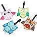 Bundle Monster 4pc Fun Mixed Owl Design Silicone Luggage ID Bag Tags - Set 5: What a Hoot!